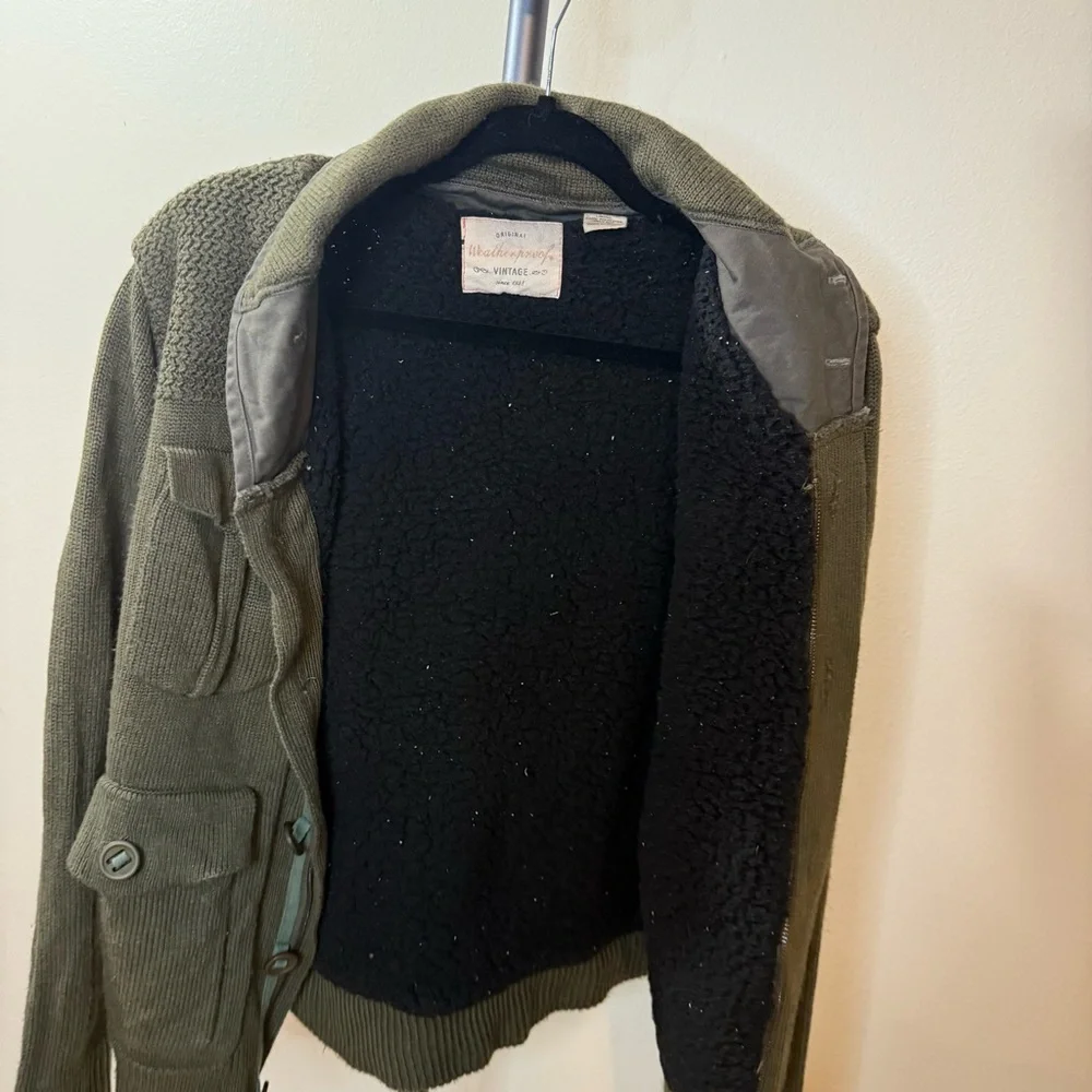 Weatherproof Vintage Olive Knit Jacket - Picture 7 of 9
